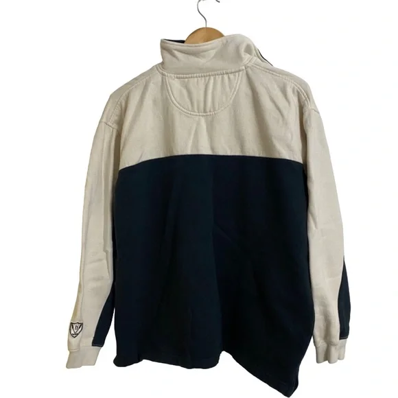 Haggar Gold Golf Half Zip Pullover Sweatshirt Black Cream Two Tone Men’s Large - Picture 3 of 5